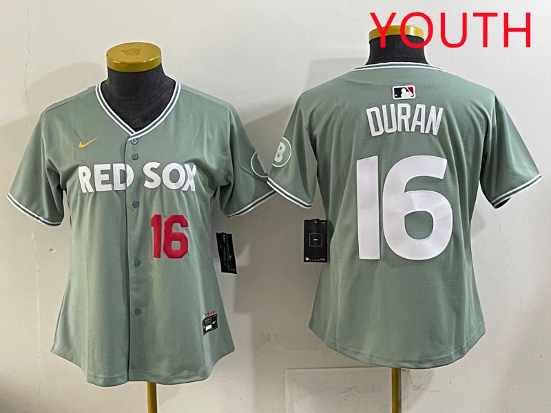 Youth 2025 Boston Red Sox #16 Duran Light Green Joint Name Nike MLB Jersey style 3